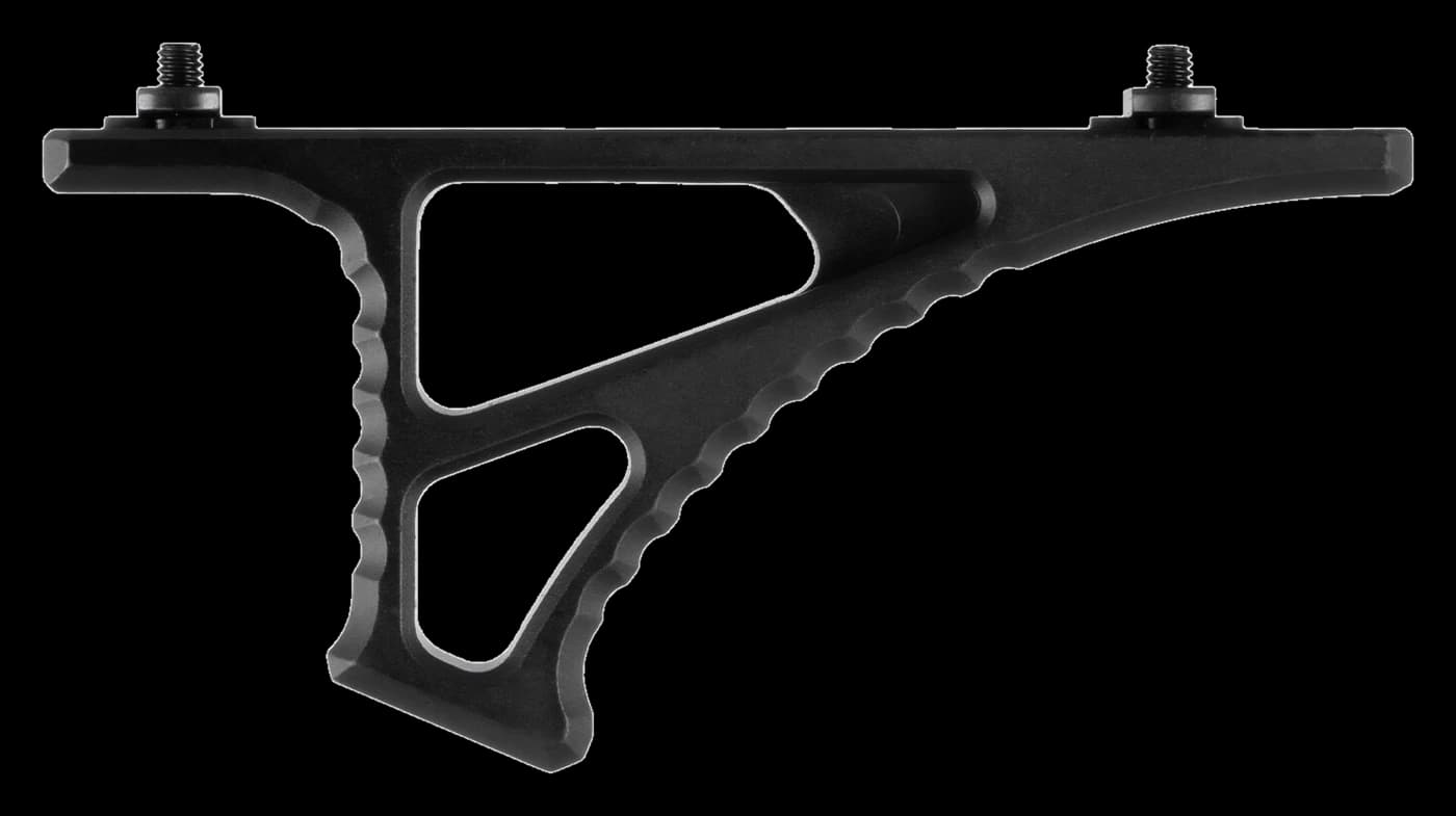 Dual degree M-LOK hand stop in black aluminium, open through the middle